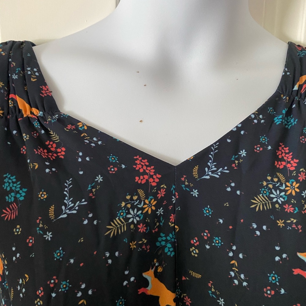 eShakti Fox Floral Print Crepe Banded Empire Dress